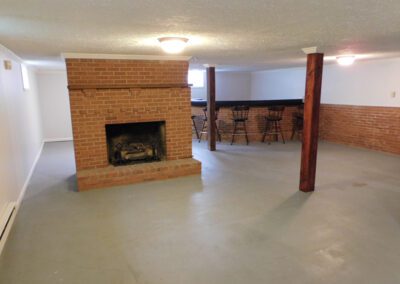 Fireplace and bar area in basement